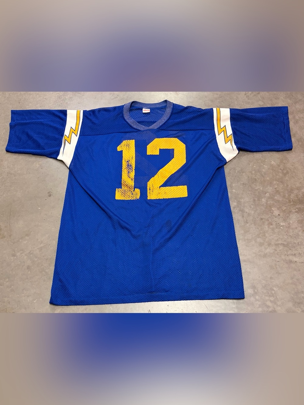 Vintage San Diego/LA Chargers Blue and Yellow #12 Mesh Sports Jersey - Unbranded
